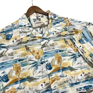 VTG Campia Moda Men's‎ 3XLT Tropical Beach Cocktails Classic Cars Hawaiian Shirt